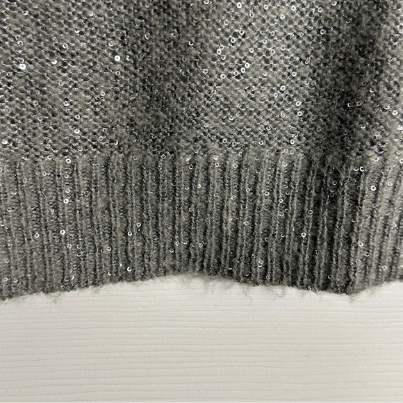 Ann Taylor size XL gray sparkly open weave sweater, lightweight, date night - Picture 4 of 10